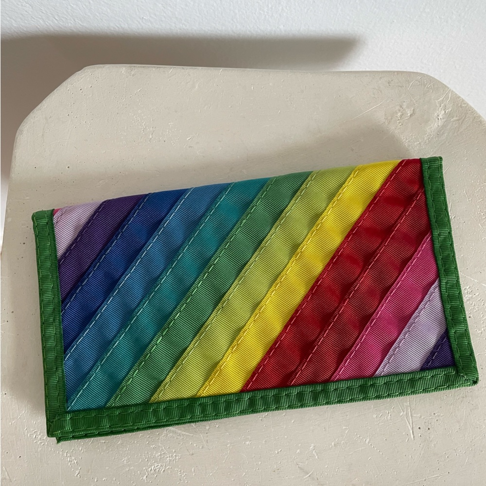 Rainbow ribbon checkbook wallet full of pride